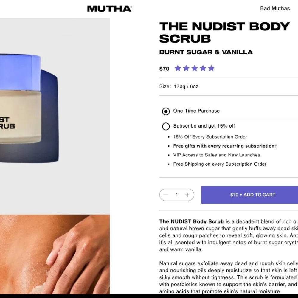 🎀 Bundle Discount 🎀 MUTHA Nudist Body Scrub BNIB 170g / 6oz - Picture 3 of 3